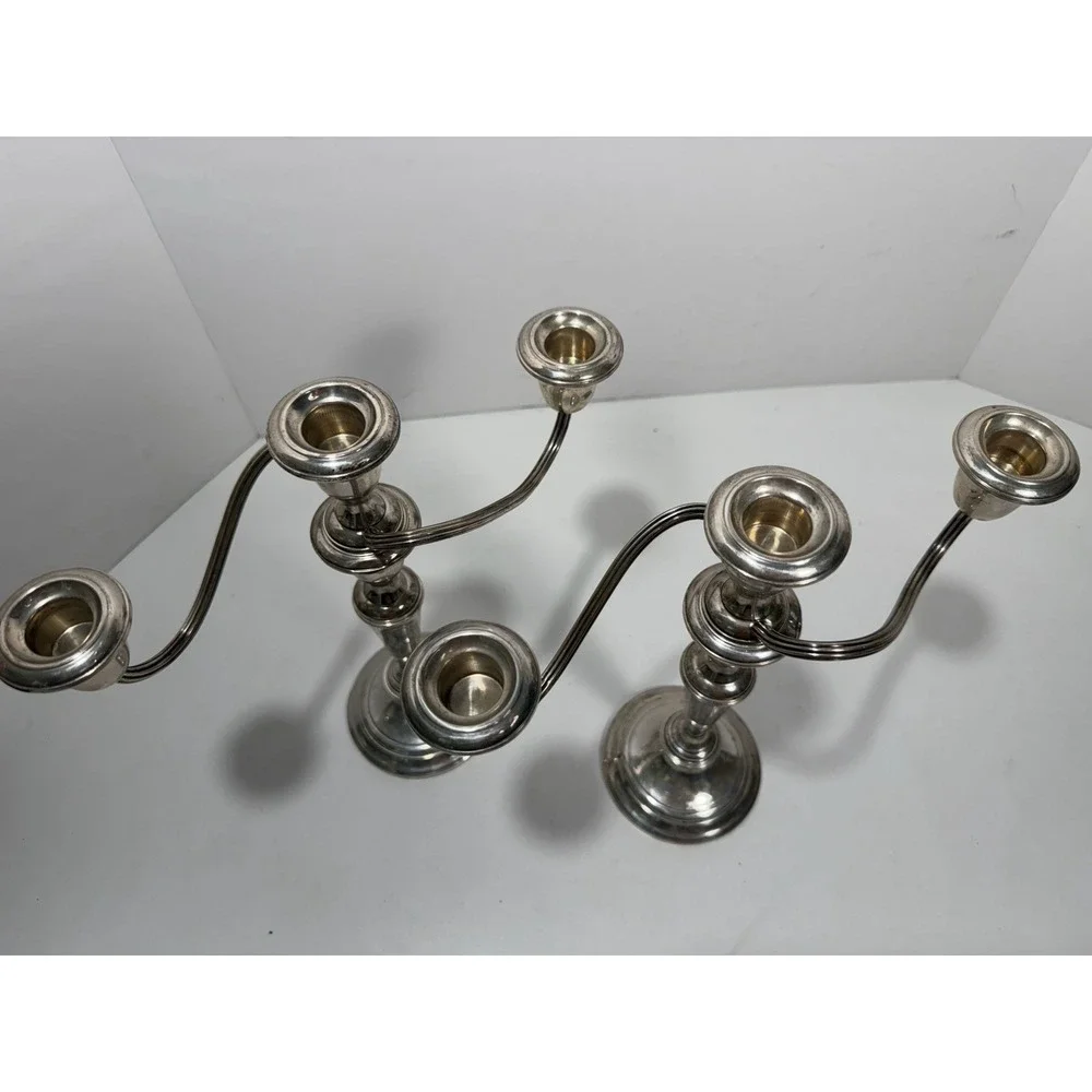 Gorham Sterling Silver Weighted Twist 808/1 Candelabra‎ Dents On It Pair